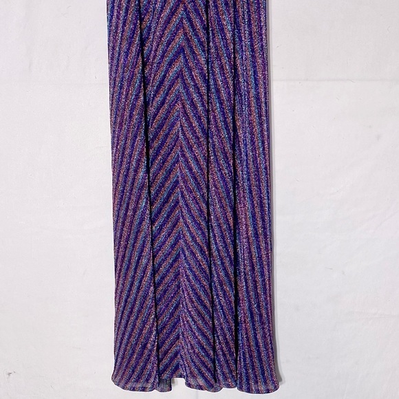 BCBGMaxAzria Metallic Stripe Pleated Gown Purple XXS - Picture 15 of 16